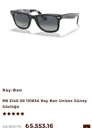 Ray-Ban Siyah Unisex Güneş Gözlüğü