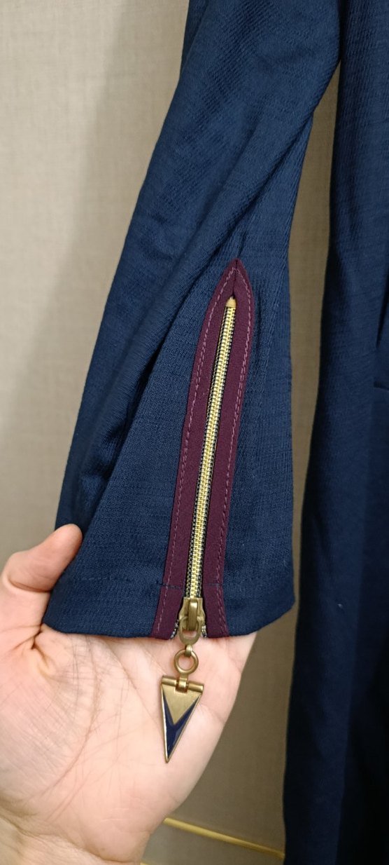 Kadın Lacivert Uzun Fermuarlı pardesü - Görsel 3