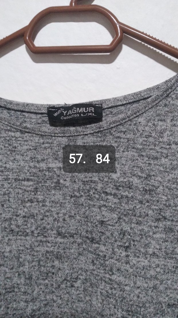 Çiçek Desenli Uzun Gri Triko Kadın Kazak - Görsel 2