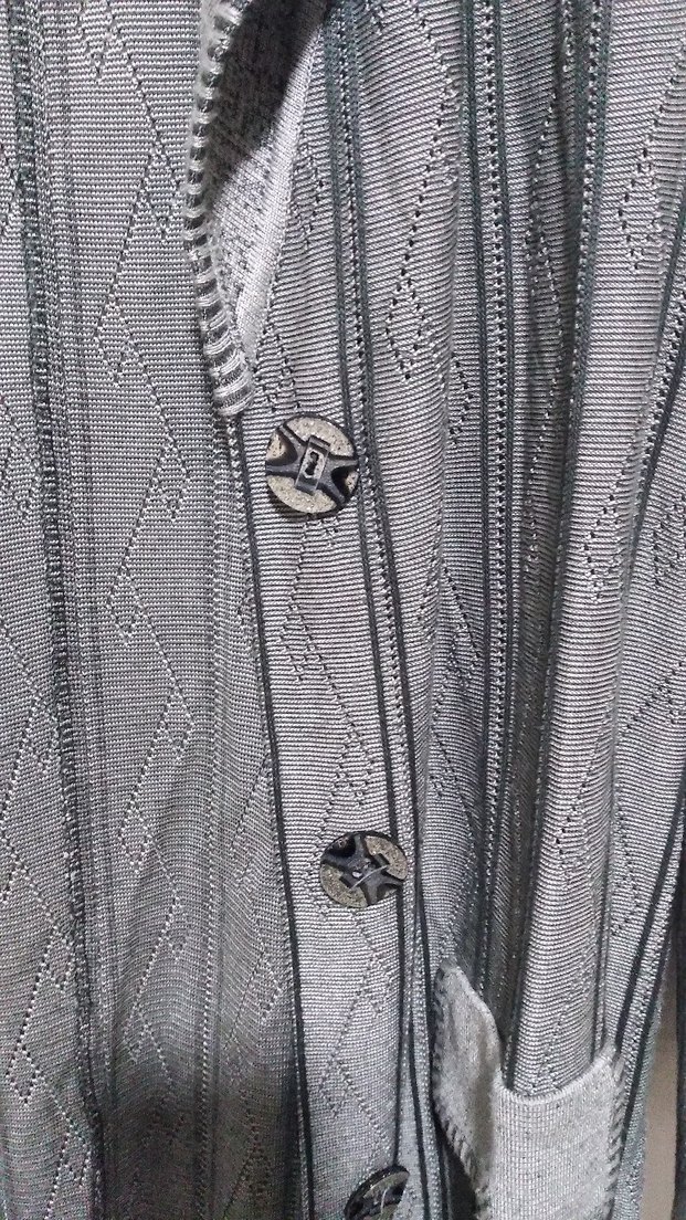 Gri Uzun Kadın triko Kaban - Görsel 4