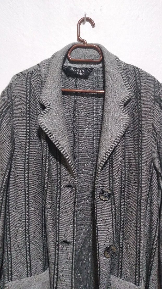 Gri Uzun Kadın triko Kaban - Görsel 2