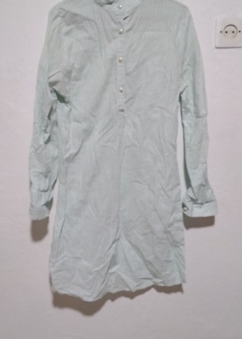 Düğmeli Beyaz Keten Kadın Gömlek - Görsel 2