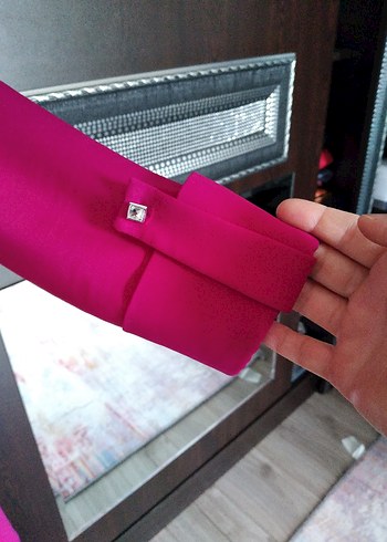 Uzun Kollu Pembe Fermuarlı Kadın Tunik - Görsel 6