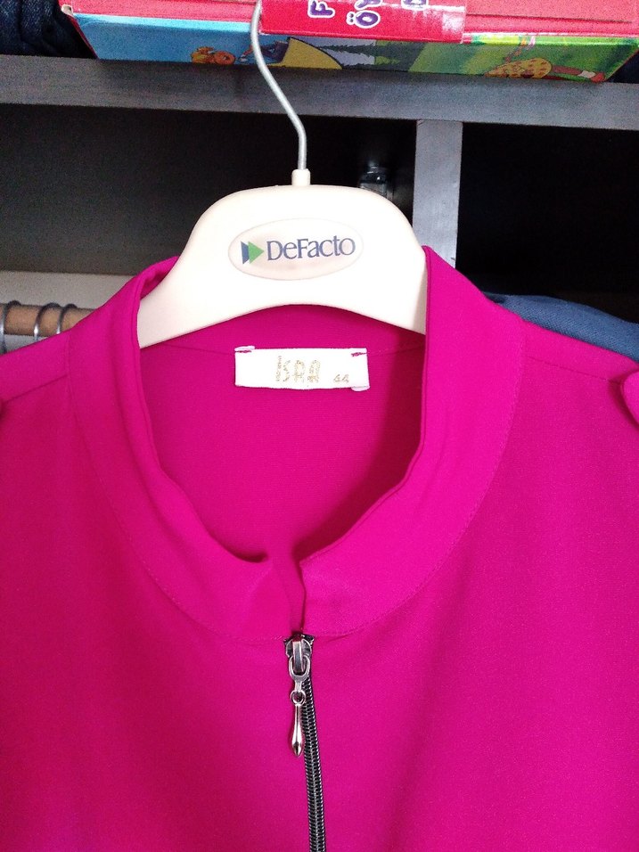 Uzun Kollu Pembe Fermuarlı Kadın Tunik - Görsel 4