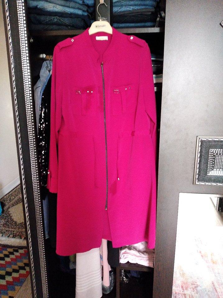 Uzun Kollu Pembe Fermuarlı Kadın Tunik - Görsel 2