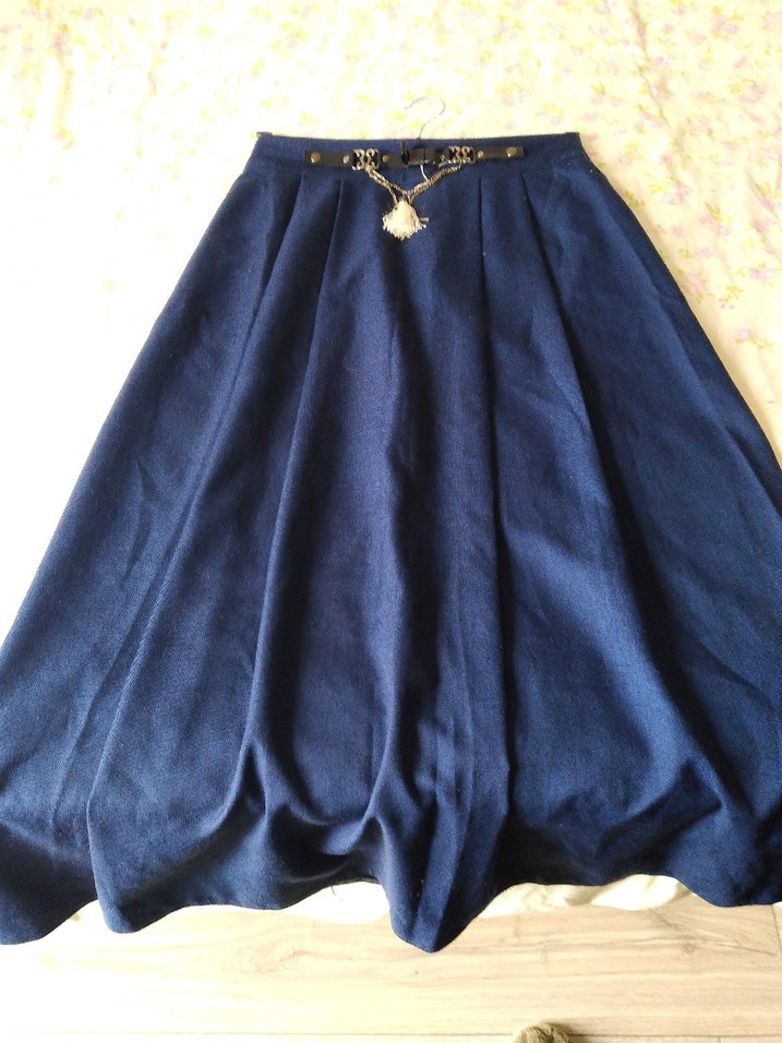 Püsküllü Mavi Uzun Yün Etek - Görsel 3