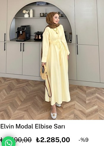 Elvin Modal Sarı Elbise 40-42 beden