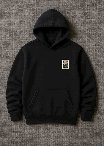 Siyah Kapüşonlu Bohem Sweatshirt - Görsel 2