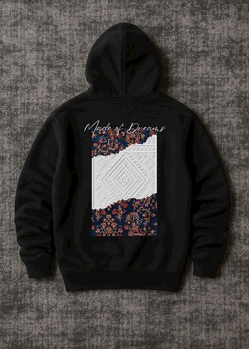 3 iplik Siyah Kapüşonlu Sweatshirt - Görsel 2