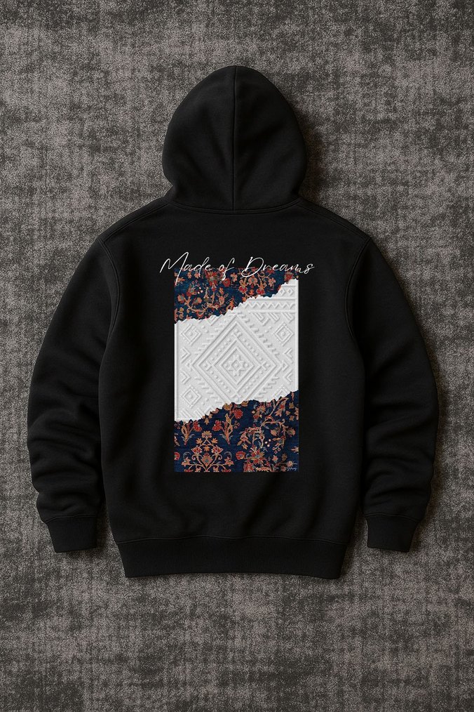 3 iplik Siyah Kapüşonlu Sweatshirt - Görsel 2