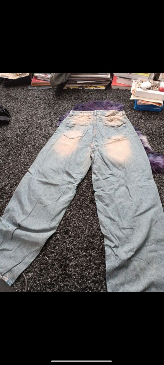 açık Mavi Loose Fit eskitme tarz y2k streetwear Kadın Jean - Görsel 2