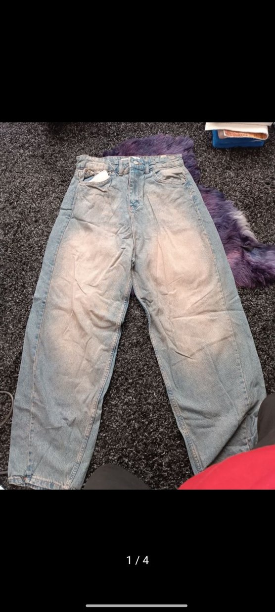 açık Mavi Loose Fit eskitme tarz y2k streetwear Kadın Jean - Görsel 3