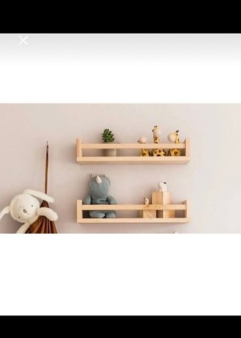 Ahşap Duvar Rafları Beyaz ve Gri Detaylı - Görsel 3