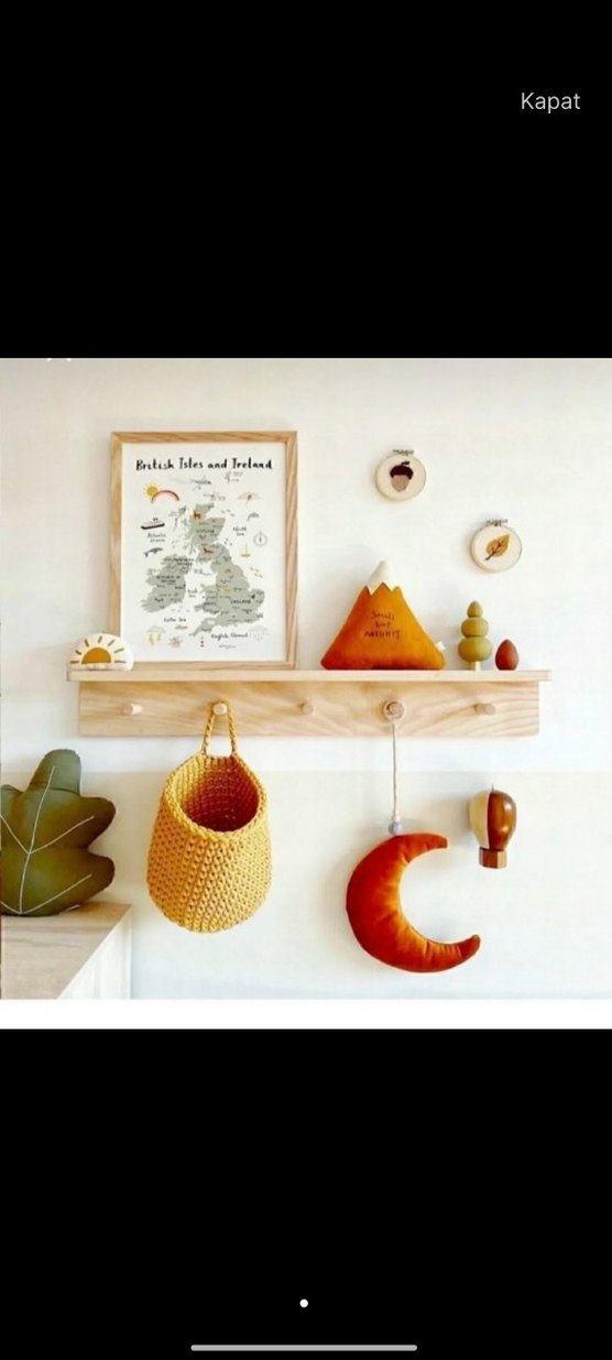 Ahşap Duvar Rafları Beyaz ve Gri Detaylı - Görsel 2