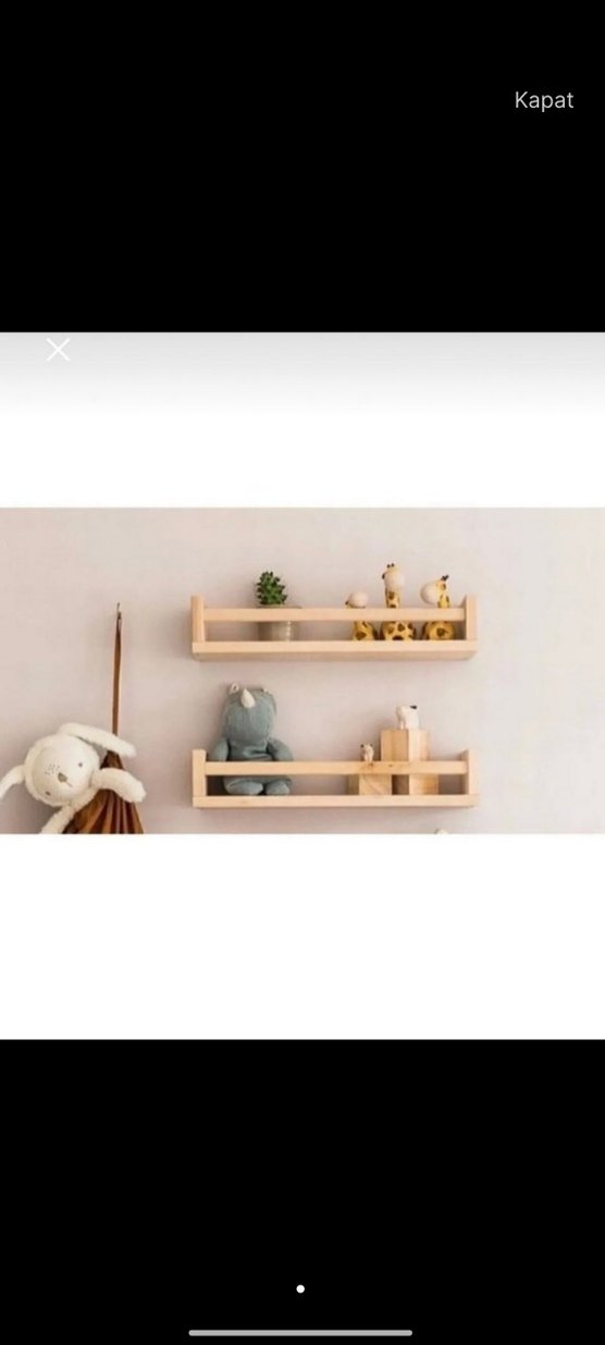 Ahşap Duvar Rafları Beyaz ve Gri Detaylı - Görsel 3