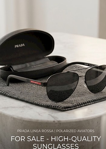 Prada Linea Rossa Siyah Polarize Aviator Gunes Gozlugu