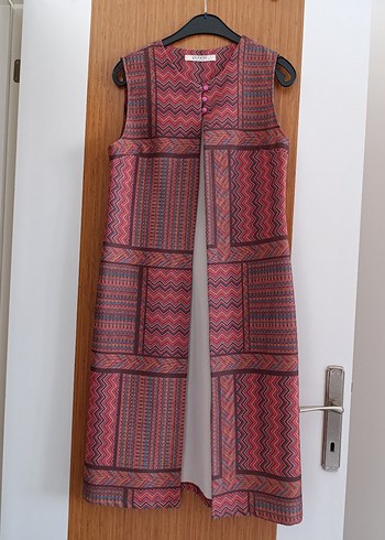 Bordo Bohem Uzun Kadın Yelek - Görsel 2