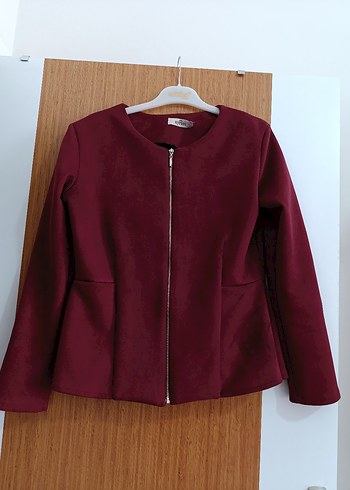 Bordo Fermuarlı Kadın Ceket - Görsel 4