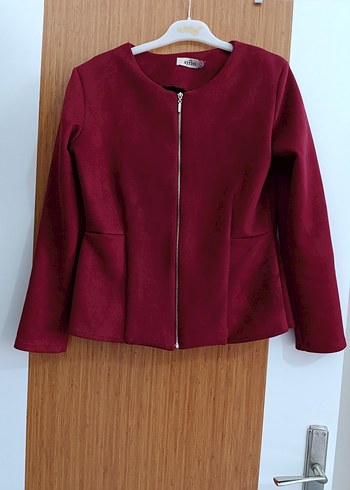 Bordo Fermuarlı Kadın Ceket - Görsel 3
