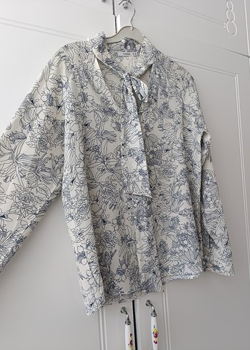 Gri Keten Bohem Uzun Kollu Gömlek - Görsel 7