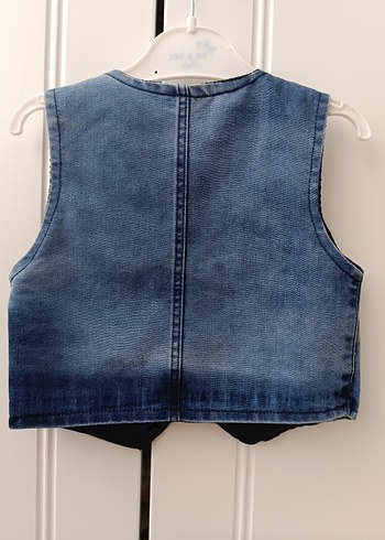 Renkli Nakışlı Erkek Çocuk Kot Yelek - Görsel 3