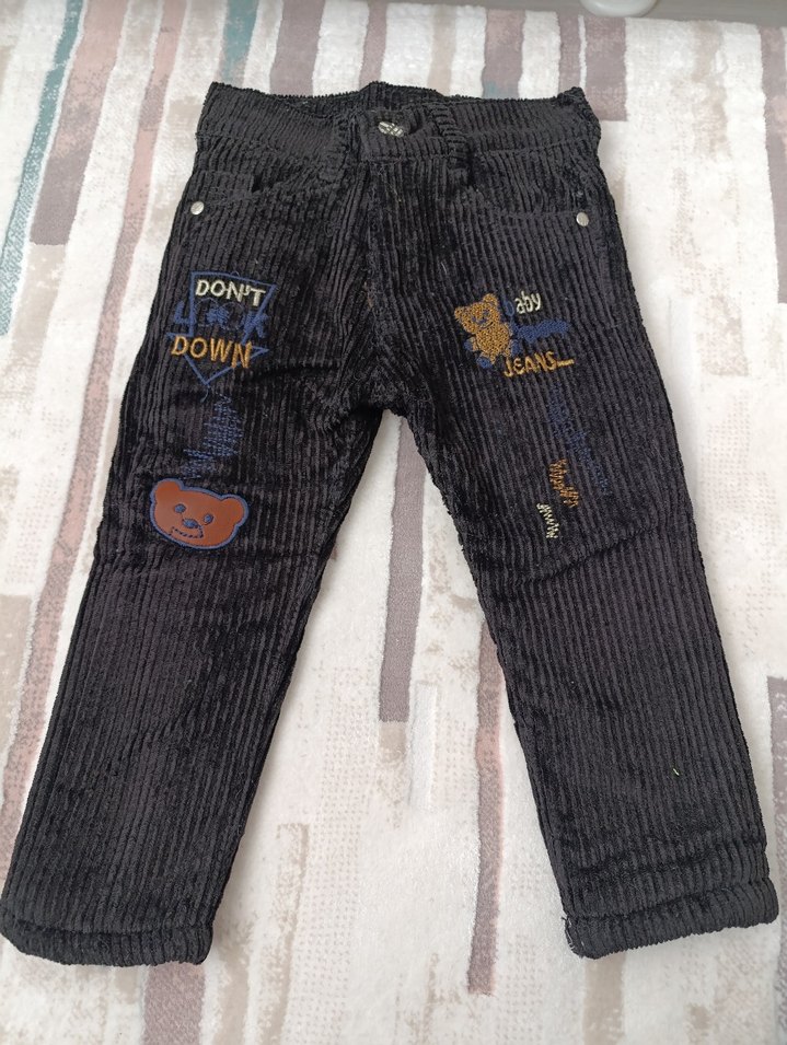 Düğmeli Nakışlı Erkek Çocuk Kot Pantolon - Görsel 2