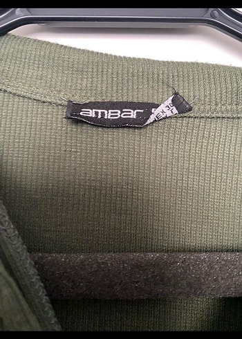 Ambar Haki V Yakalı Uzun Kollu Kadın Bluz - Görsel 2