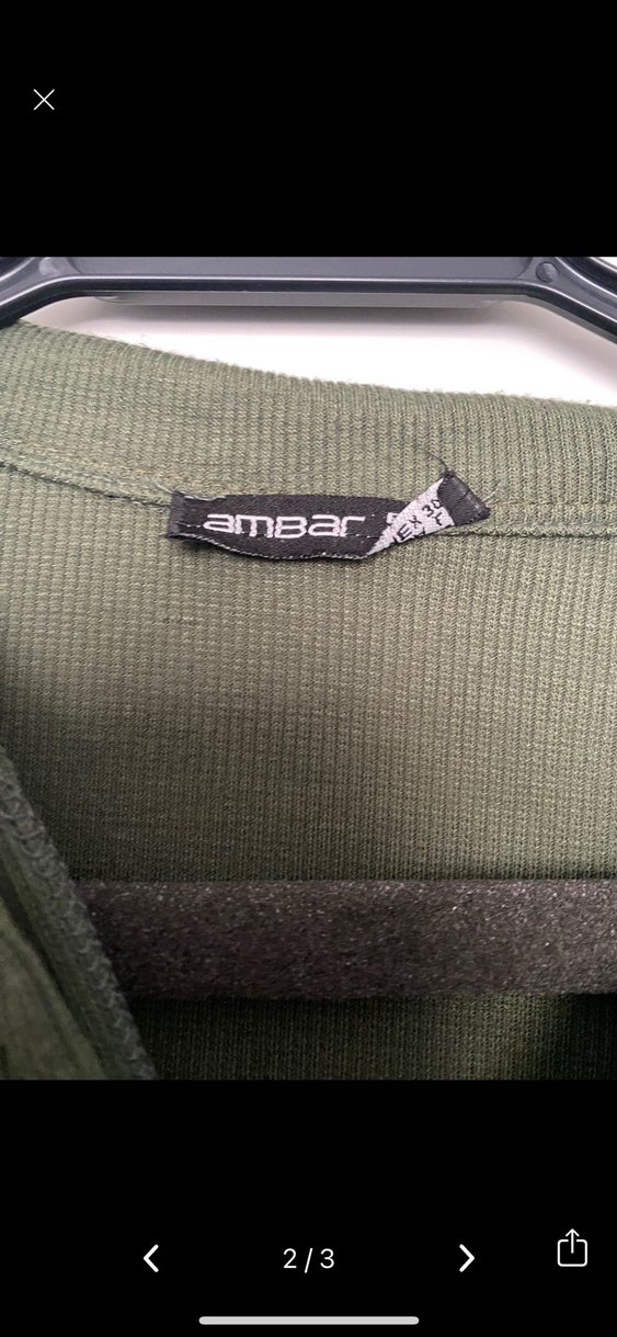 Ambar Haki V Yakalı Uzun Kollu Kadın Bluz - Görsel 2