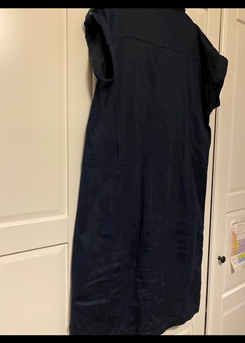 Düğmeli Lacivert Midi Denim Elbise - Görsel 3