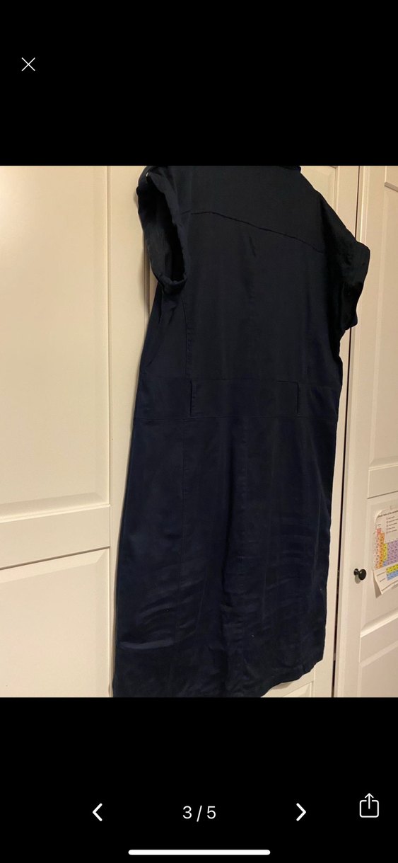 Düğmeli Lacivert Midi Denim Elbise - Görsel 3