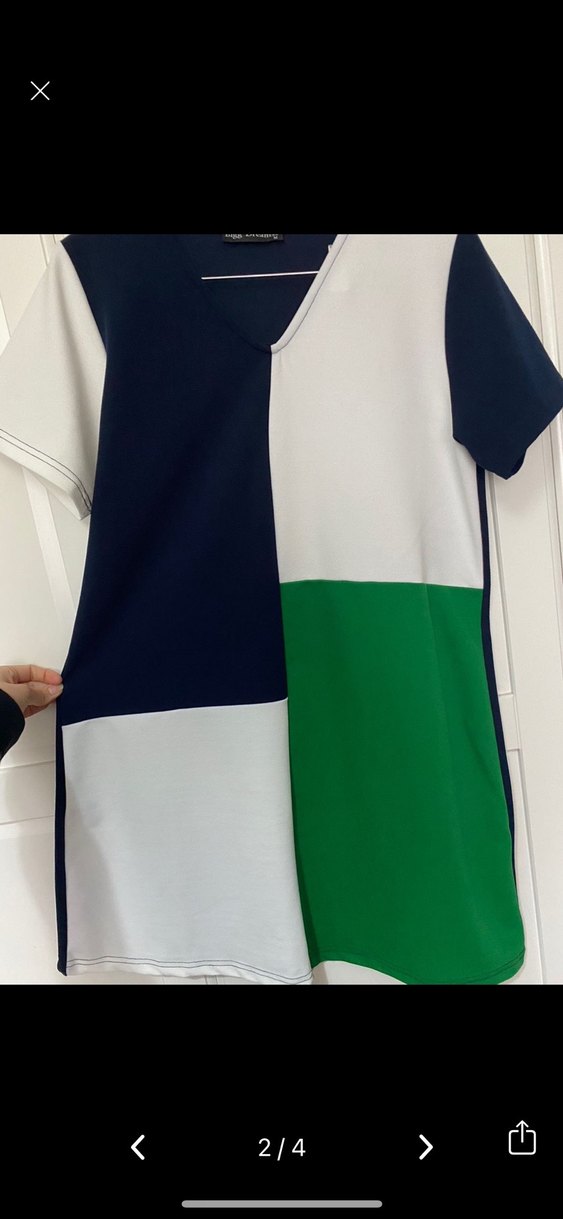 V Yaka Midi Elbise - Görsel 2