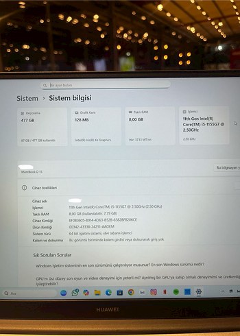 Huawei matebook d15 temiz - Görsel 13