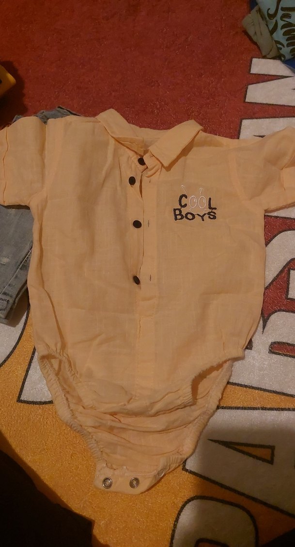 Turuncu erkek bebek gömlek body 12-18 Ay - Görsel 4