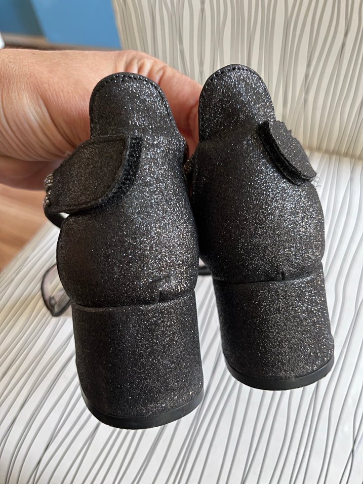 Kilitli Siyah Yılan Desenli Blok Topuklu Ayakkabı - Görsel 3