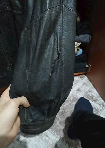 Siyah Deri Biker Ceket - Görsel 5