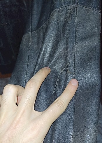 Siyah Deri Biker Ceket - Görsel 7