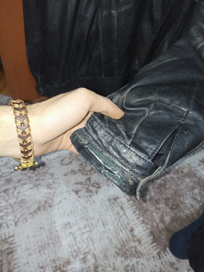 Siyah Deri Biker Ceket - Görsel 3