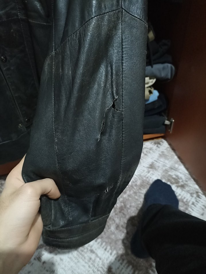 Siyah Deri Biker Ceket - Görsel 5