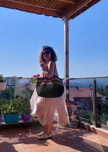 Beden Çizgili Örgü Bohem Kadın Çanta