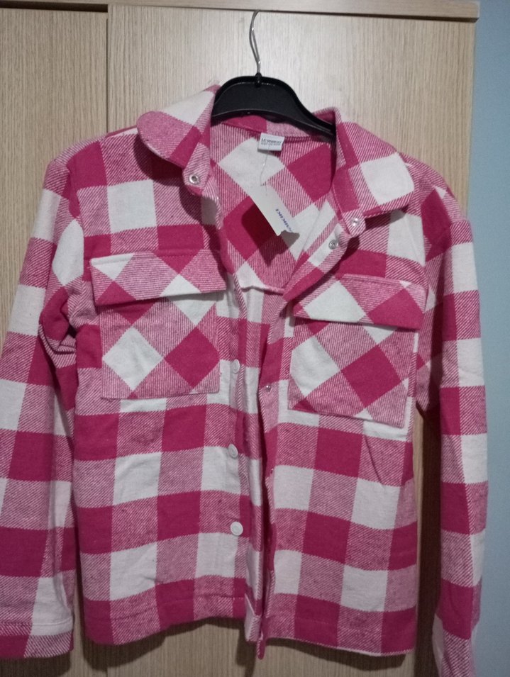 Pembe Ekose Düğmeli çocuk gömlek - Görsel 2