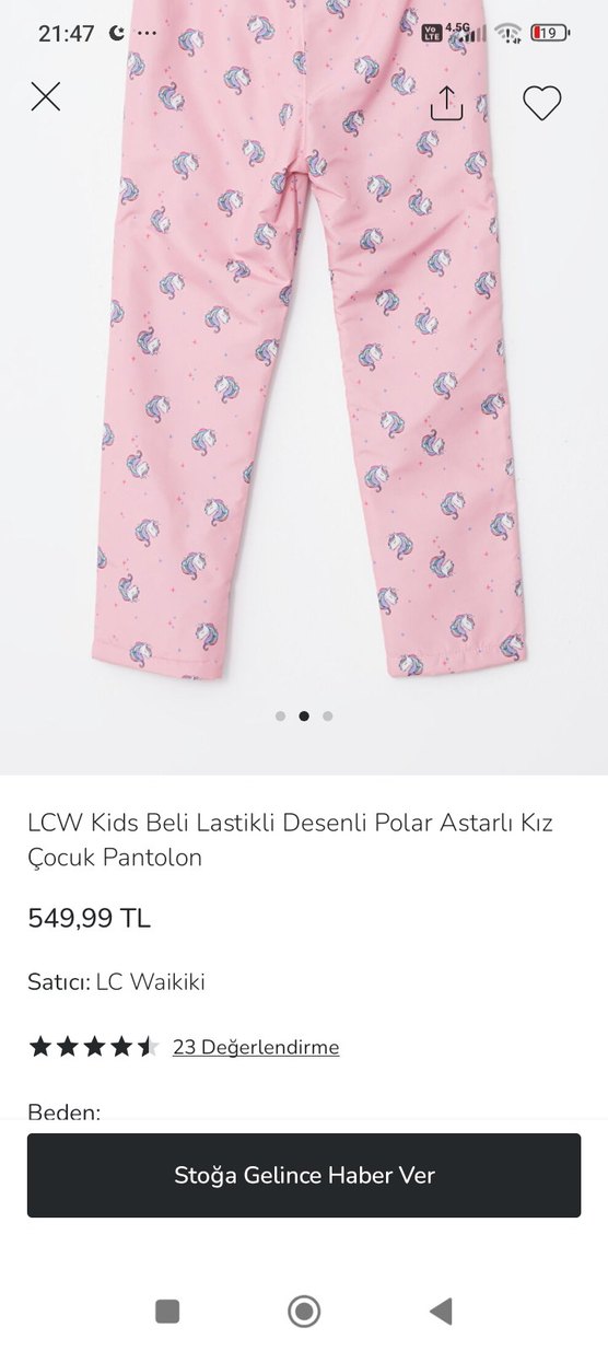 LCW Kids Pembe Desenli Kız Çocuk Pantolon - Görsel 3