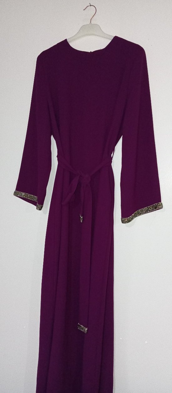 mor Uzun Kollu Drapeli Kadın Elbise - Görsel 3