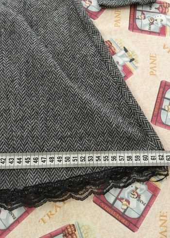 Dantel Detaylı Gri V Yaka Triko Elbise - Görsel 8