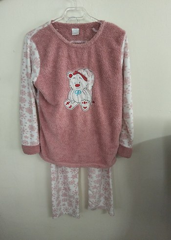 m Beden Pembe Nakışlı Uzun Kollu Kadın Pijama Takımı