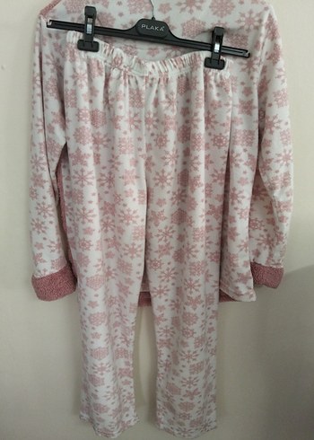 m Beden pembe Renk Pembe Nakışlı Uzun Kollu Kadın Pijama Takımı