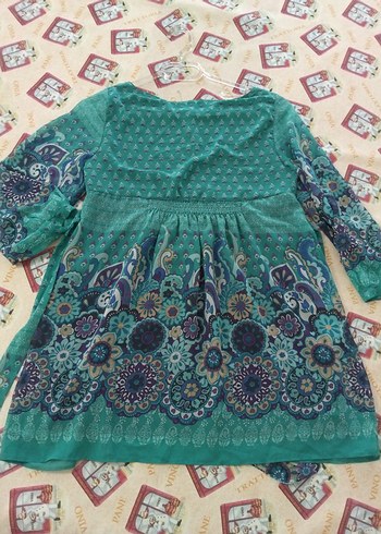 Bohem Uzun Kollu Kuşaklı Turkuaz Hamile Bluz - Görsel 10