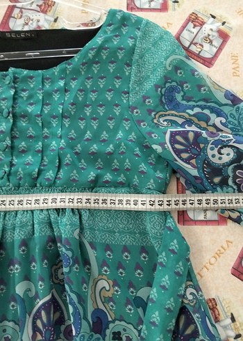 Bohem Uzun Kollu Kuşaklı Turkuaz Hamile Bluz - Görsel 8