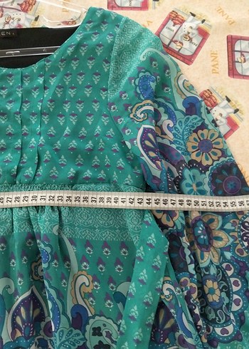 Bohem Uzun Kollu Kuşaklı Turkuaz Hamile Bluz - Görsel 6