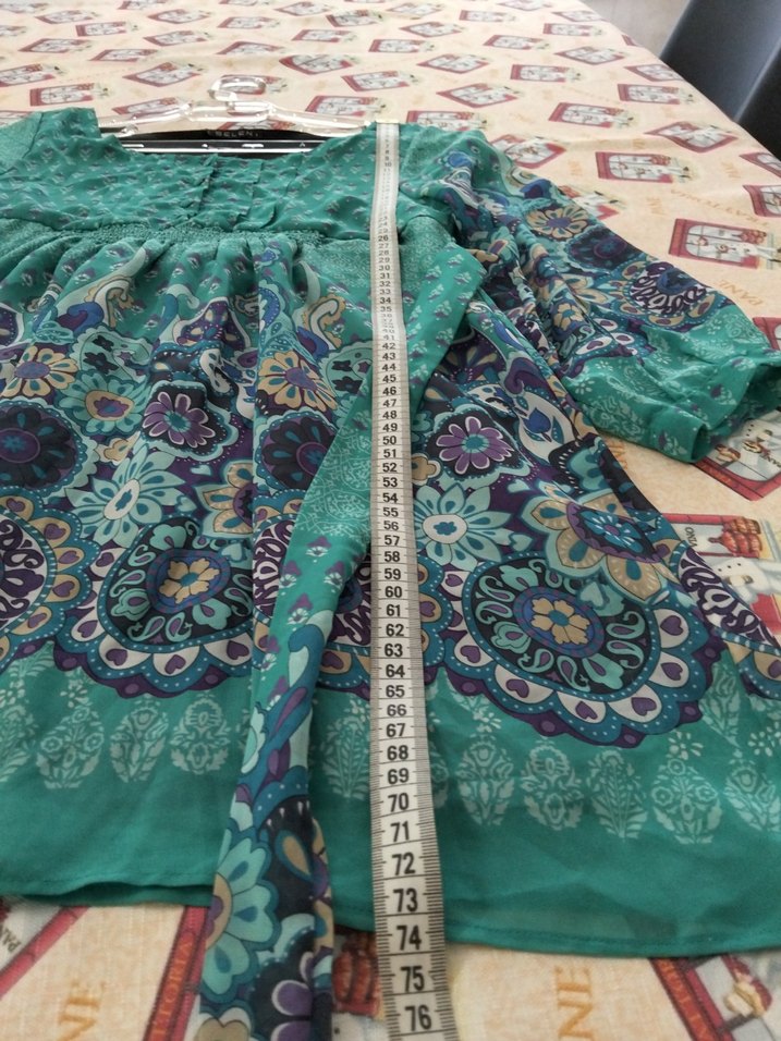 Bohem Uzun Kollu Kuşaklı Turkuaz Hamile Bluz - Görsel 5