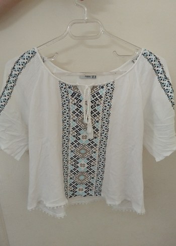 Boncuk İşlemeli Bohem Kadın Bluz - Görsel 5